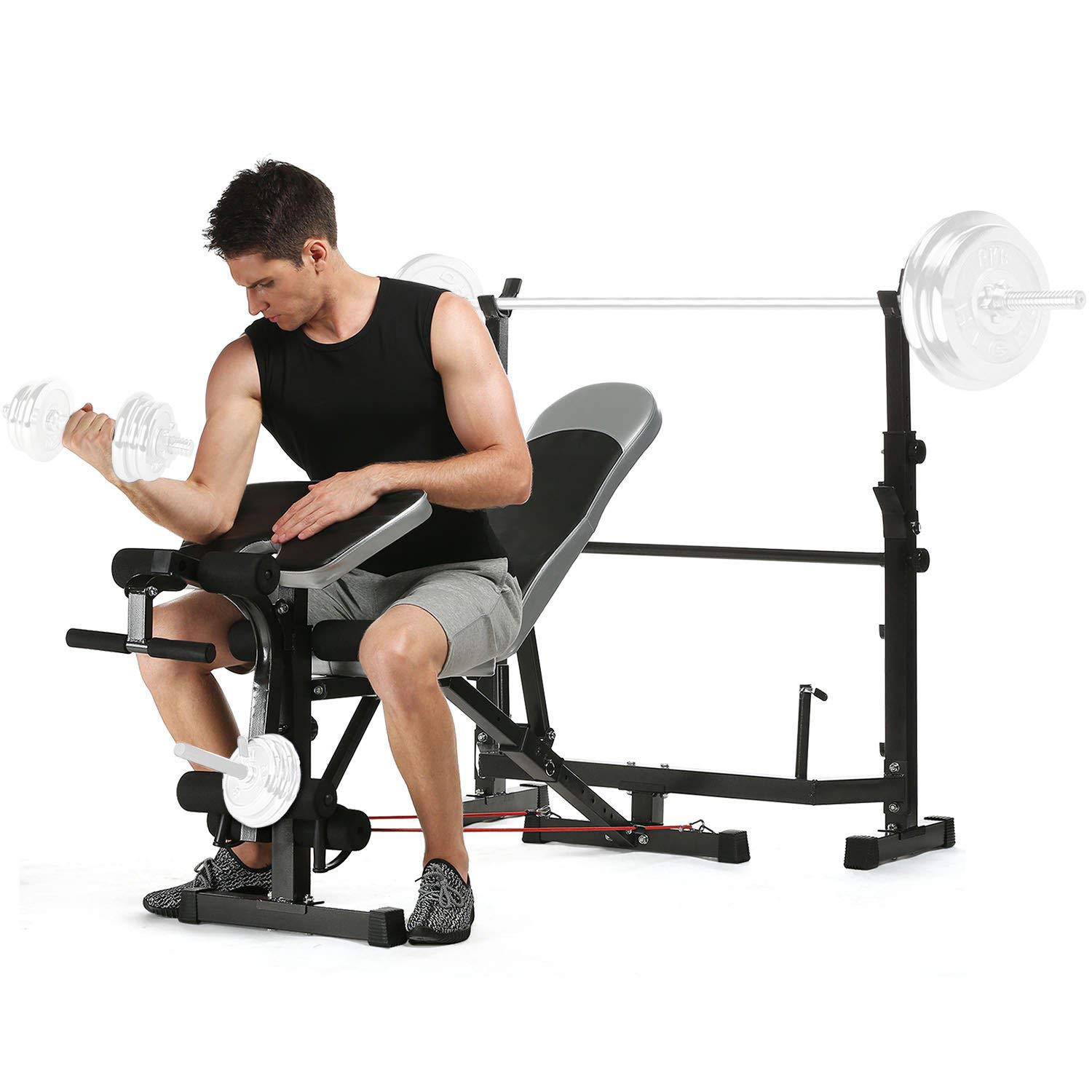 Ancheer Banc De Musculation Abdominaux Ensemble De Multifonction Pour Les Exercices En Interieur Complet Inclinable Fitness