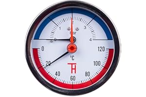 THERMIS Manómetro de temperatura 0-4 bar 0-120 °C Conexión trasera G1/2 Termomanómetro Medidor de presión de temperatura 3082