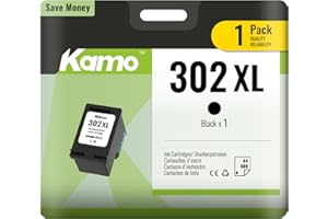 kamo 302XL (1 x czarny) wielopak, wkłady do drukarki, kompatybilne z HP 302 302 XL - do Envy 4525 4520 4527 4522, OfficeJet 5230 3831 5220 3830 4650 4561 4562, DeskJet 3636 36 33 11 10 2130 3630 3632