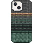 KZY İletişim iPhone 13 ile uyumlu Kapak M-Safe Şarj &Ouml;zellikli İnce Yapılı Karbon Kevlar Kılıf - Yeşil