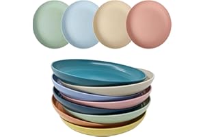 WANBY Servizio Piatti in Plastica Leggeri Grandi Indistruttibili per Cena Riutilizzabili e non Tossina Lavastoviglie e Forno a Microonde Sicuri e Sani per Bambini e Adulti (20cm 8 Pezzi)