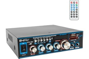 BIUSGIYENY HiFi Verstärker Mini Verstärker Stereo Verstärker Digital Endverstärker HiFi Stereo Mini Audio Receiver 12V/ 220V 400W 2 Kanäle Audio Verstärker Receiver,SD/USB