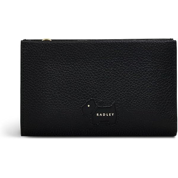 Portefeuille Radley London – Cuir Noir, Motif écossais Et Chien, Flapover – Neuf Avec étiquettes