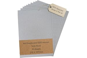 BCreativetolearn A4 Greyboard 15 sheets Mount Board Backing Board Model Making Presentation Board Recycled Thick 1000 micron Recycled Card