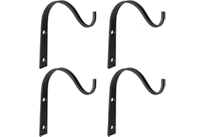 Mkouo 4 Pcs Hanging Basket Brackets Iron Wall Hooks for Hanging Lantern, Bird Feeders, Wind Chimes, Plant Planter, Coat