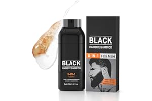 Autmor Shampooing 5-En-1 Hommes Barbe Colorant Des Cheveux Noir Naturel- Coloration Barbe Et Cheveux Noir Naturel | Couvre Cheveux Blancs Et Barbe Blanche Avec Revitalisant - 250 Ml