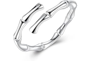 VIKI LYNN Bambus Knochen Verstellbarer Ring Damen Mädchen Mit 925 Sterling Silber