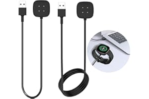 GMENTS 2 Pack Charger Cable for Fitbit Sense/Sense 2 / Versa 3 / Versa 4 Smartwatch Magnetic Charging Cable Replacement Fast Charging USB Wire for Fitbit Smart Watch Cord 3.3ft / 1ft
