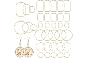CHGCRAFT 48 Pz 3 Forme Castone Aperto Indietro Ciondolo Fascino Geometrico Ovale Ciondoli Cornici in Resina Cornice per Artigianato Creazione di Gioielli Foro 1-3mm, Oro