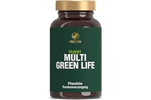 ‎VITACTIV NATURAL NUTRITION VITACTIV Multi Green Life - Green Food Multivitamin Präparat - Natur Komplex 100 Nährstoffe - Vitamin C, D, E, B Vitamine - Mineralien, Enzyme, Omega3, Vitalpilze, Probiotika, Superfood - 90 Kapseln
