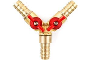 QWORK® Y Conector de manguera de 3 vías, aleación de latón y zinc, 10 mm Válvula de bola para agua, aceite y gas para riego de jardín (1 pieza)
