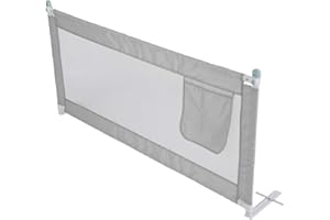 Dhouse Bed Guard 150x80CM Bed Rail Foldable and Adjustable Bed Rail for Protecting Your Children Toddler Bed Guard Adjustable Height Anti-Fall Bed Guard(Gray)