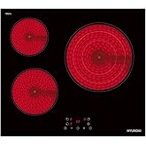Hyundai Black Glass Hob HV3601. Maximum power 5700 W, 3 Cooking Zones, 9 Levels, Touch Control, Lock and Safety Self-Disconne
