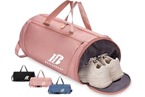 Sac de Sport Homme Femme Sac de Voyage Sac Fitness Gym avec Compartiment à Chaussures et Poche Humide Sac de Gym Imperméable Sac de Week-End pour Sport, Yoga, Voyages (39L, Rose)-Y