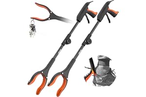 Jellas Pinza Telescopica, 80 cm Pinza Telescopica Pieghevole, Pinza Prensile, Raccoglitore di Immondizia, Pinza Morsetto in Gomma (Arancia)