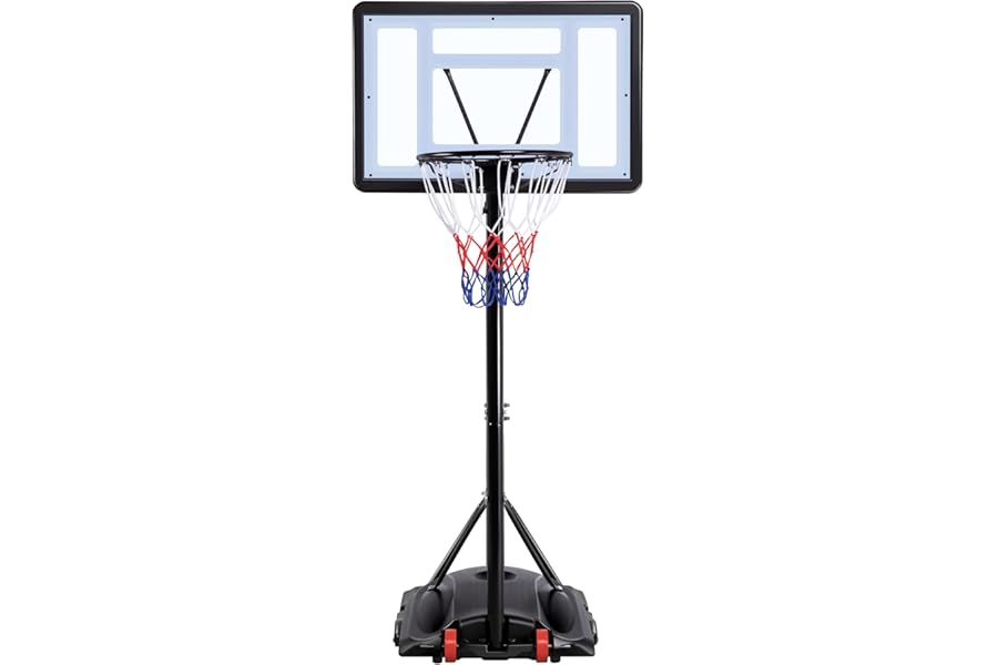 Yaheetech Outdoor Adjustable Basketball Stand, Portable Basketball Hoop Net System on Wheels