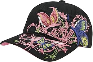 FAKEFACE HOME Casquette de Baseball Visière en Coton Anti-UV Papillon Brodé Chapeau de Soleil Plage Camping Pêche Randonnée Golf Réglable Protection Solaire Hip-Hop Sun Cap Sport pour Enfants Garçons Filles