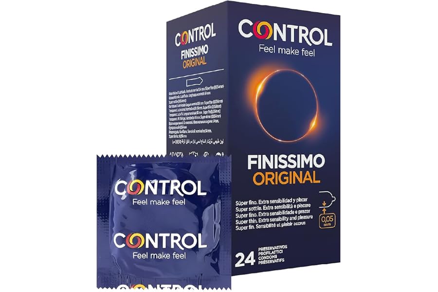Control Preservativos Finissimo Original. Caja Pack Ahorro 24 Condones Súper Finos, Extra Sensibilidad, Lubricados, Sexo Segu