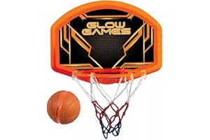 BIG TIME Glow Games Light-Up Basketball Hoop and Ball, LED Glow in the Dark, basketball hoop for kids age 5+