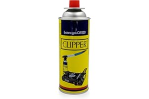 HIBRON Clipper Cartuchos de Gas Butano 400ml para Hornillos y Quemadores, Compatible con la Mayoría de Hornillos de Camping (1 Cartucho)