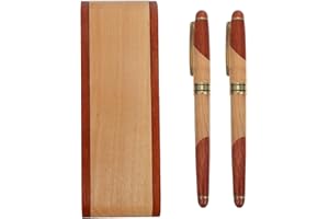 DIYEAH Ensemble Stylo De Signature En Bois De Palissandre Avec Stylo Plume Et À Bille Boîte Cadeau Pour Bureau École Et Usage Quotidien