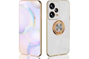 UPLAI Funda para Xiaomi Redmi Note 12 Pro 5G, Ultra Delgado Suave TPU Silicona Antigolpes Carcasa con Soporte de Anillo, Moda Diseño de Galvanoplastia Estuche Caso.Blanco