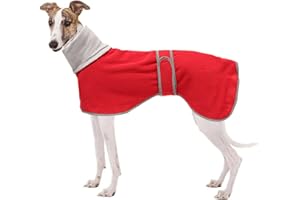 Geyecete Greyhound Przytulny sweter polarowy, płaszcz zimowy dla charta, Lurchera, Whippeta, Salukis - czerwony - M