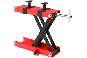 HOMCOM Sollevatore Moto in Acciaio Max 500kg, Cavalletto Alzamoto Pieghevole con Altezza Regolabile 9.5-40 cm e Manovella, Piattaforma da 45x15 cm, Rosso