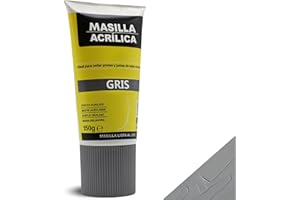 TECHZOCO Mastic acrylique gris, idéal adhérence sur supports absorbants, secs et propres, mastic prêt à l'emploi, remplissage de trous, format tube, couleur gris, contient 150 grammes