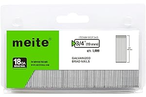 meite Chiodi Brad 18GA da 19 mm, Tipo 18G, Zincati, Chiodi di Finitura a Testa Piccola per Chiodatrice Pneumatica o Elettrica (1.000 Pezzi)