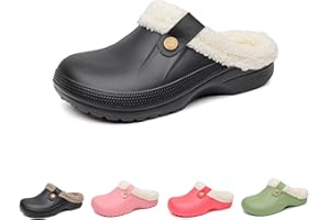 frysen Clogs Gefüttert Damen Herren Warme Wasserdicht Hausschuhe mit Plüsch Winter Pantoletten rutschfeste Gartenschuhe Outdoor Winterschuhe