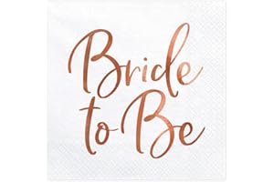 PARTYDECO 'Bride to Be' Paper Napkins White Rose Gold Hen Party Wedding x 20