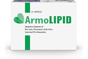 Armolipid 30 Compresse, Integratore Alimentare con Riso Rosso Fermentato, Acido Folico, Policosanoli, Coenzima Q10 e Astaxantina