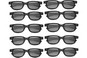 Tagtight 10 Stück 3D-Brille Polarisierte Passive für 3D-Fernseher Echte 3D-Kinos, Passive polarisierte 3D TV Projektor für 3D-Gaming und TV-Rahmen
