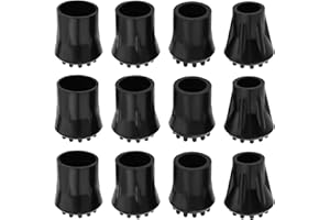 YINETTECH 12 szt. laska do chodzenia antypoślizgowe okucia kula gumowy pierścień trekkingowa laska turystyczna gumowy ochraniacz czarny podniesiony punkt antypoślizgowa podkładka do kuli