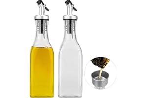 TIGERKINWIT Bottiglia di Olio,Bottiglia Dispenser Olio 200ml*2 PCS Olio e Aceto Dispenser Prova di Perdite con Beccuccio Oliera Bottiglia per Barbecue Cucinare Grigliare
