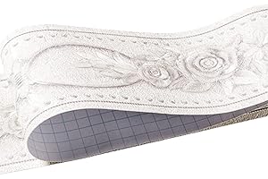 DARWERY Elegant White Floral 3D Pattern Wallpaper Borders Self Adhesive Waterproof Wall Border Decor Tile Stickers for Bathroom Kitchen Ceiling Backsplash Border DIY Wall Sticker 5 Meters