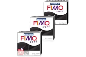 JustArtsCrafts FIM Soft Polymer Oven Hardening Modelling Clay - Most Popular Colours - 57g - Set of 3 - Black