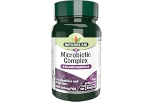 Natures Aid Microbiotic Complex – Digestive Friendly Bacteria Supplement Gut Health Support – High Strength Lactobacillus Acidophilus – Vegan, Vegetarian, Non-GMO, Gluten Free - 60 Capsules