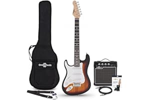 Guitare électrique 3/4 gaucher avec ampli 10 W et accessoires LA by Gear4music, Sunburst