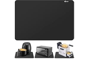 FLASLD Tapis résistant à la chaleur pour friteuse à air, tapis en silicone ignifuge pour comptoir de cuisine, protecteur de comptoir, antidérapant et imperméable (40 x 60 cm, noir)