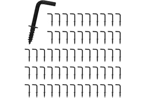 XENQITO 60 Pezzi di Ganci a Vite, Mini Ganci a Forma di L Per Avvitare, Piccoli Ganci a Vite ad Angolo Retto, Viti per Ganci In Metallo per Appendere, Ganci da Parete Stabili, Nero (20 * 8 mm)
