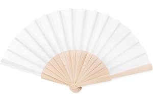 PROMOTIONGIFT Ventaglio manuale in legno con tessuto in policotone - bianco