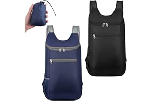 AUXSOUL 2 Stück Ultraleichte faltbare Rucksäcke, Wasserdichter Wanderrucksack Ultraleicht Outdoor Rucksack, Packbare Rucksäcke für Camping Wandern Reisen Sport