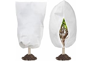 alouweekuky 2 Pièces 120 x 180 cm Voile d'hivernage, Respirant 80 g/m² Housse Hivernage Plante avec Fermeture éclair et Cordon de Serrage pour la Protection des Plantes en Extérieur en Hiver
