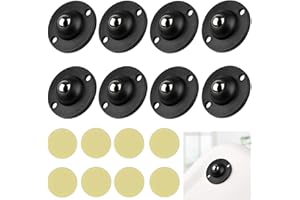 GGOUPTY Self-Adhesive Wheels Black Carton Wheel 8 Pcs Plastic Caster Universal Paste Pulley for Trash Can Furniture Various Storage Boxes