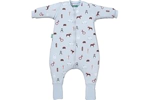 molis&co. Baby Sleeping Bag with Feet, Removable Sleeves and Socks. 2.5 TOG. Ideal for Transitional Periods and Winter. 100% Cotton (Oeko-Tex 100). (Winter Animals, 80 cm (2 Years))