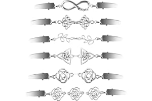 XIHIRCD 6pcs Vintage Cardigan Clips to Hold Sweater Together, 6 Styles Dress Clips Back Cinch Alloy Waist Cincher Clasp for Shawl Cloak Scarf Shirt Women Clothing Accessories (Sliver)