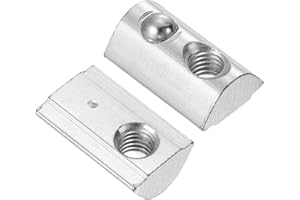 TA-VIGOR 25Pcs M6 Roll-in Spring T Nuts, Carbon Steel T-Slot Nuts for 4040 Series Aluminium Extrusion Profiles with 8mm Groove, Nickel-Plated Elastic Ball Nut