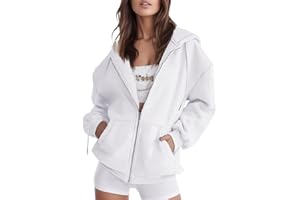 Lidssacde Sweatjacke Damen mit Reißverschluss Kapuzenpullover Oversize Zipper Hoodie mit Kapuze Sweatjacke Lang Pullover Kapuzenjacke Schwarz Trainingsjacke Sport Sweatshirt